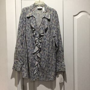 Liz Claiborne 16w blue repeating paisley print NWT